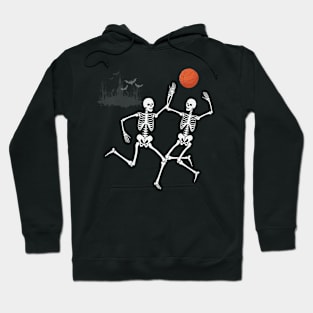 Skeletons Playing Basketball Halloween Night Hoodie